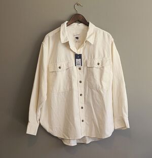 NWT Universal Thread Womens XXL Oversized Cream Corduroy Shacket Shirt Jacket